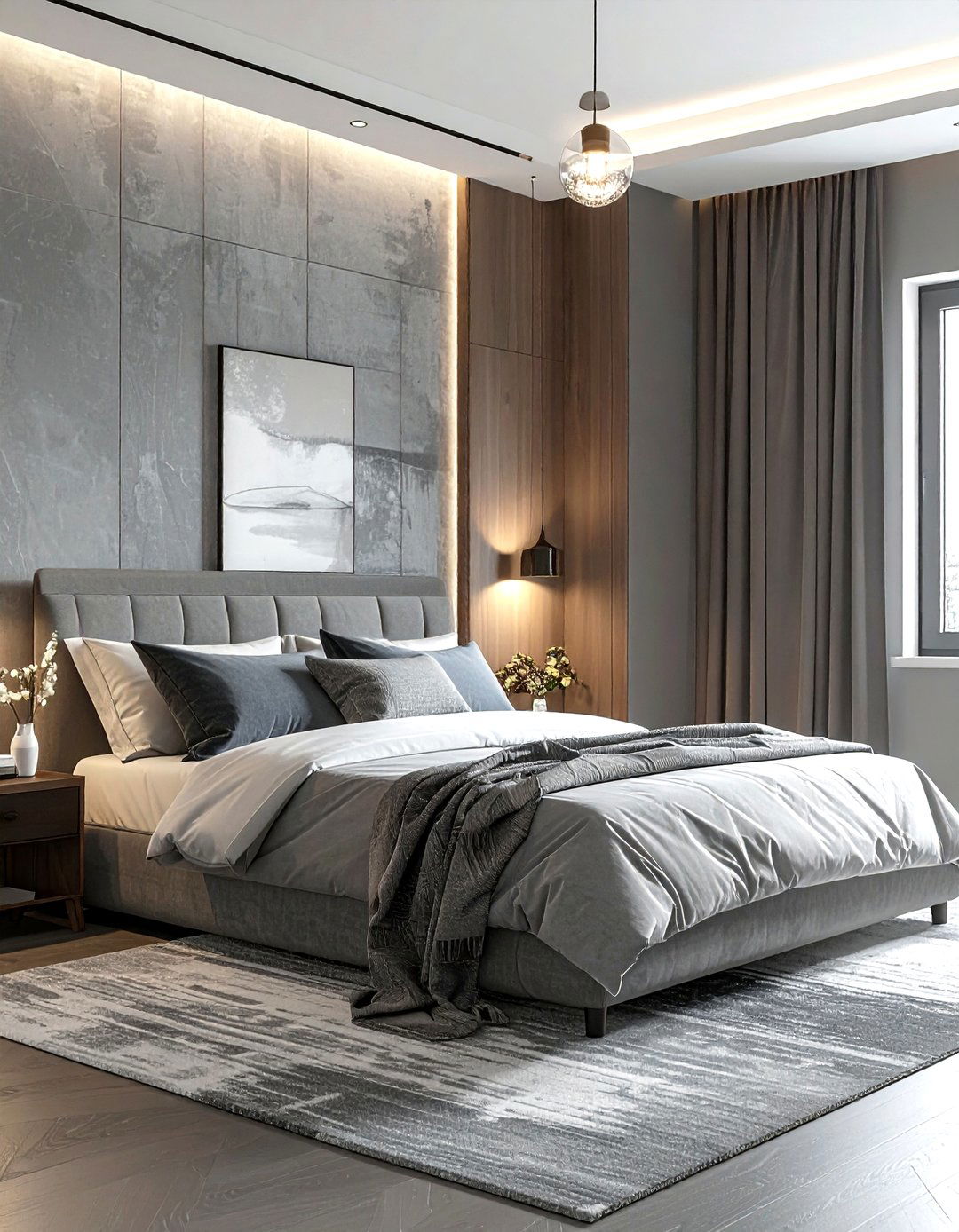 Gray Textured Wallpaper - 30 gray bedroom ideas