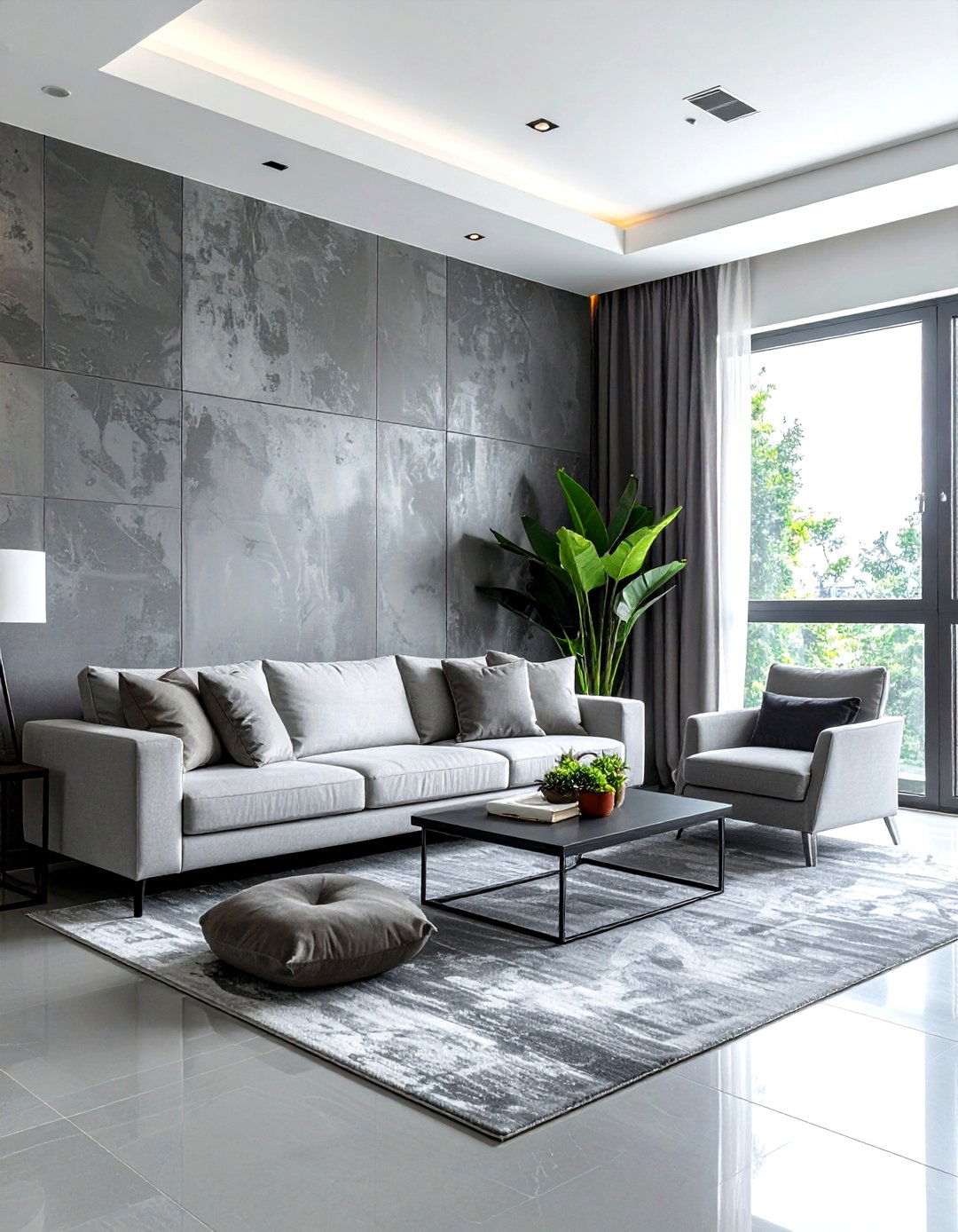 Gray Textured Wallpaper - 30 gray living room accessories ideas