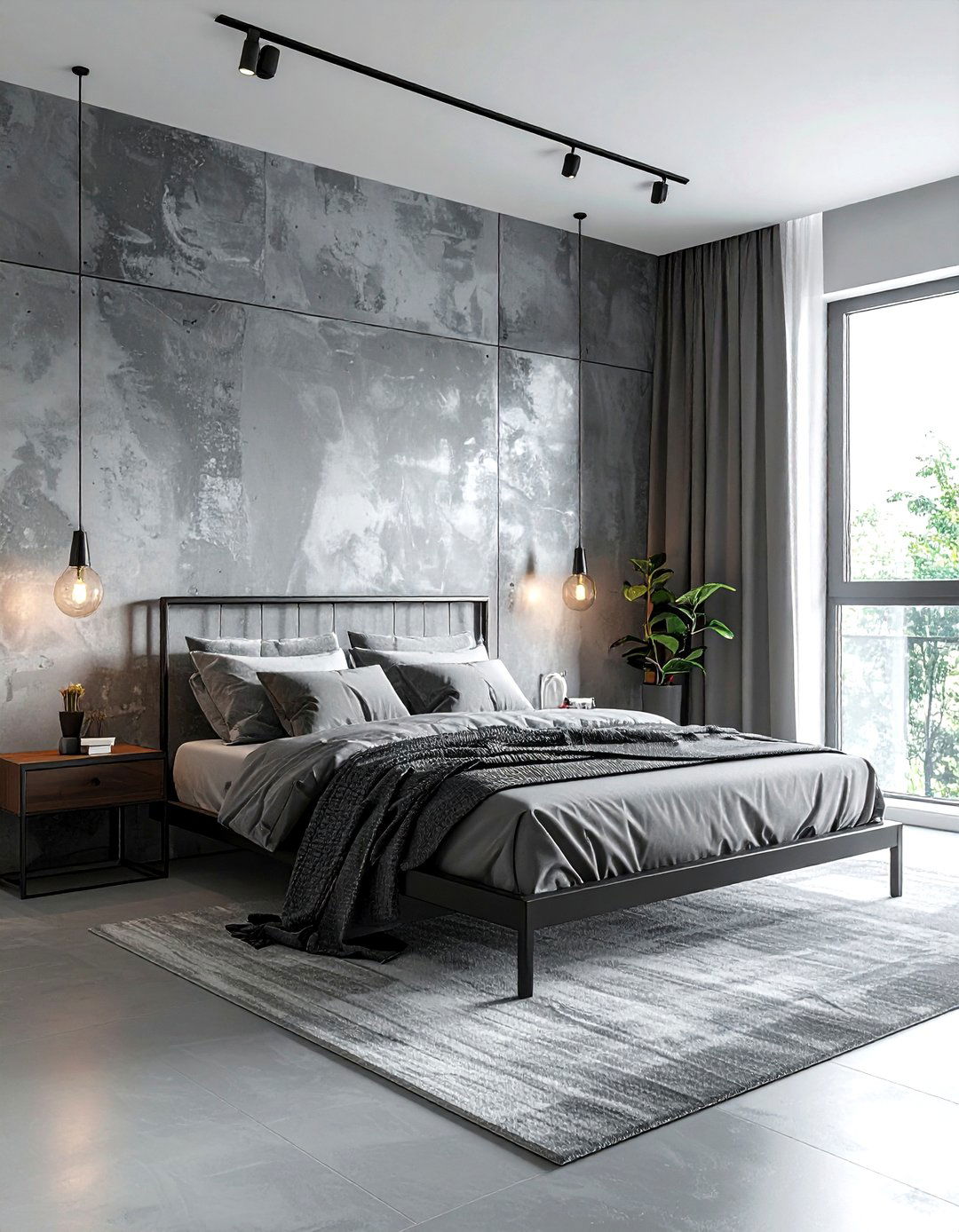 Gray Textured Wallpaper - 30 industrial gray bedroom ideas