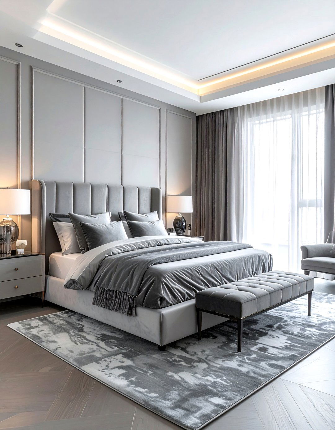 Gray Velvet Bedroom - 30 modern gray bedroom ideas