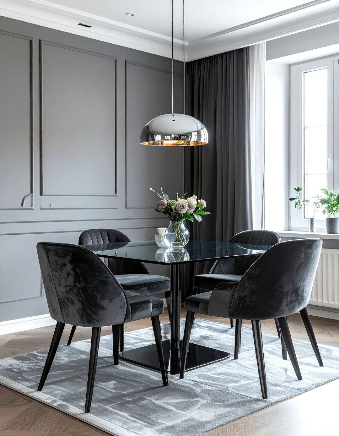 Gray Velvet Dining Chairs - 30 gray dining room decor ideas