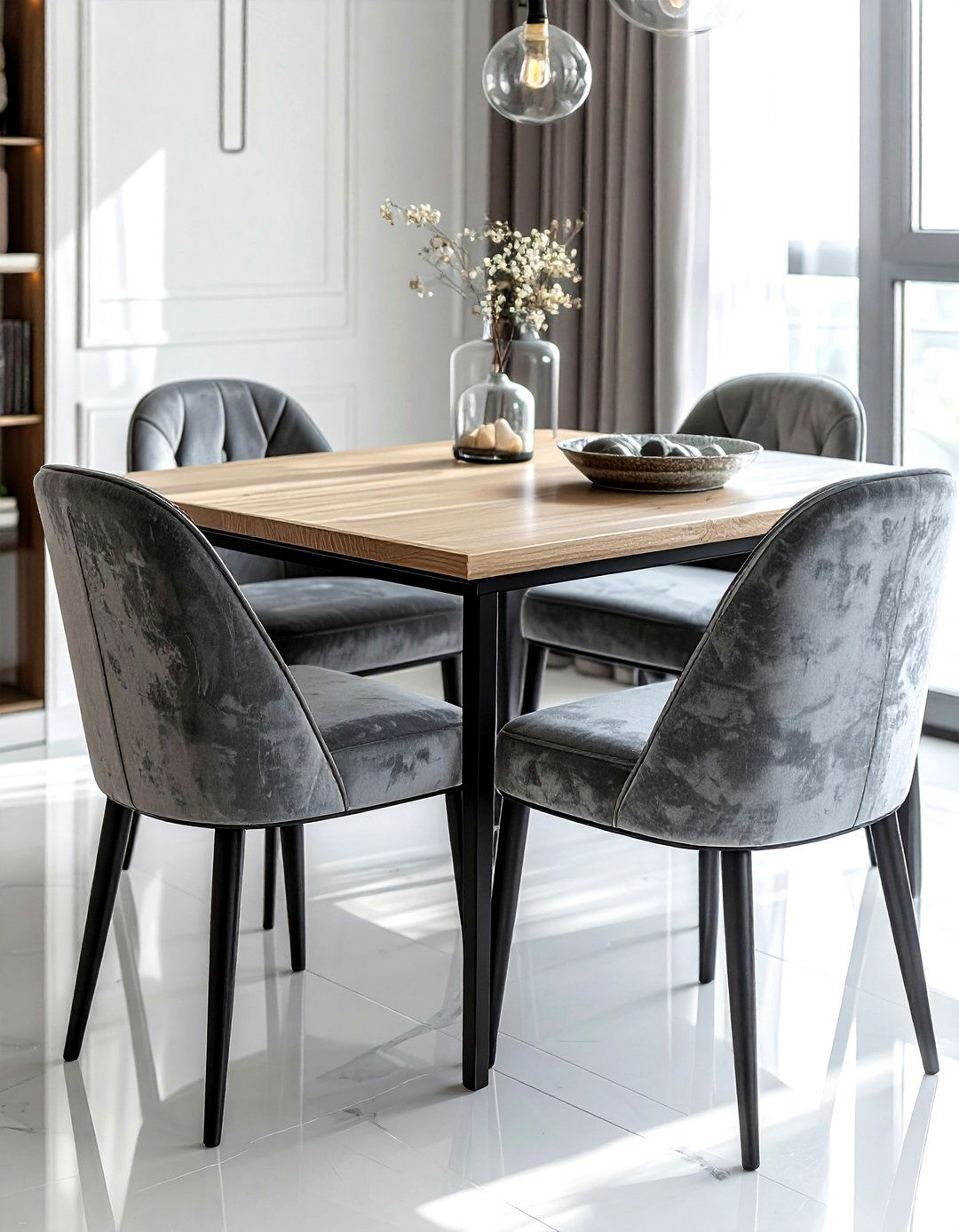 Gray Velvet Seat Cushions - 30 gray dining room accessories ideas