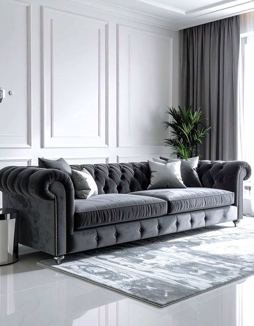 Gray Velvet Sofa - 30 gray living room design ideas