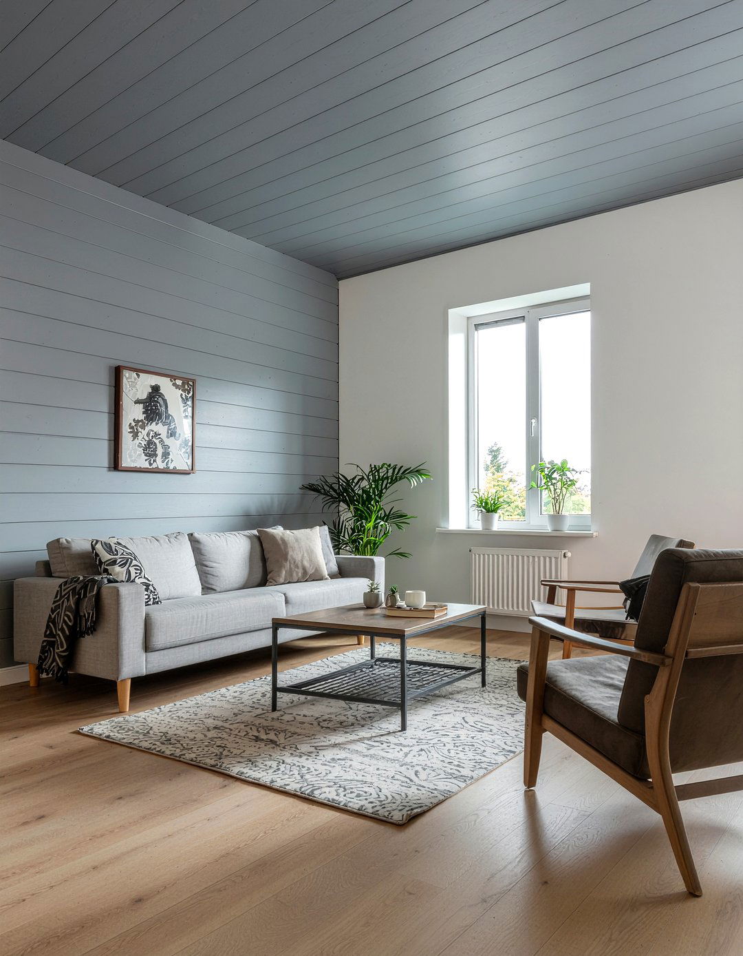 Gray Wood Ceiling - 30 living room wood plank ceiling ideas