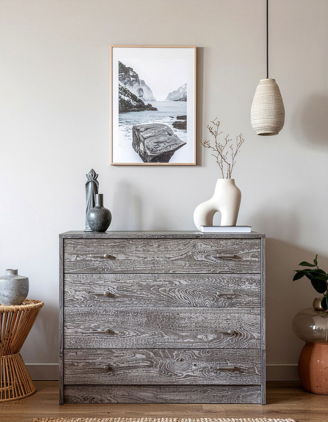 Gray Wood Grain Dresser - 30 bedroom gray furniture ideas