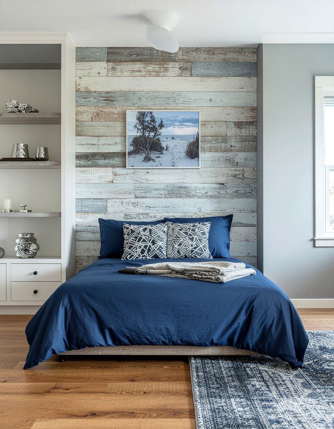 Gray Wood Headboard - 30 bedroom bookcase headboards