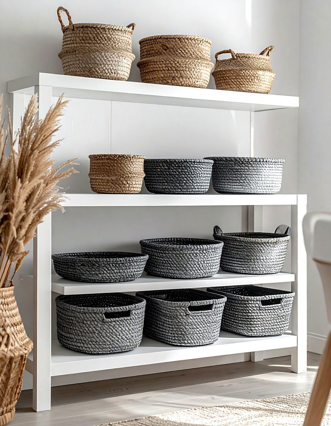Gray Woven Baskets - 30 gray dining room accessories ideas
