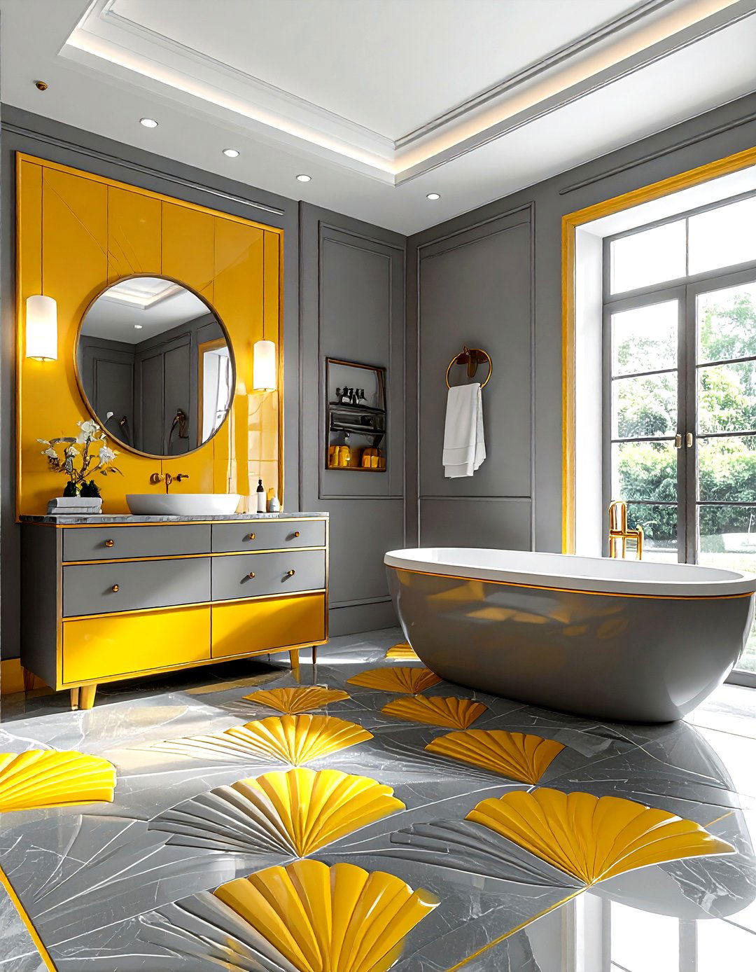 Gray Yellow Art Deco Bathroom - 30 gray yellow bathroom ideas