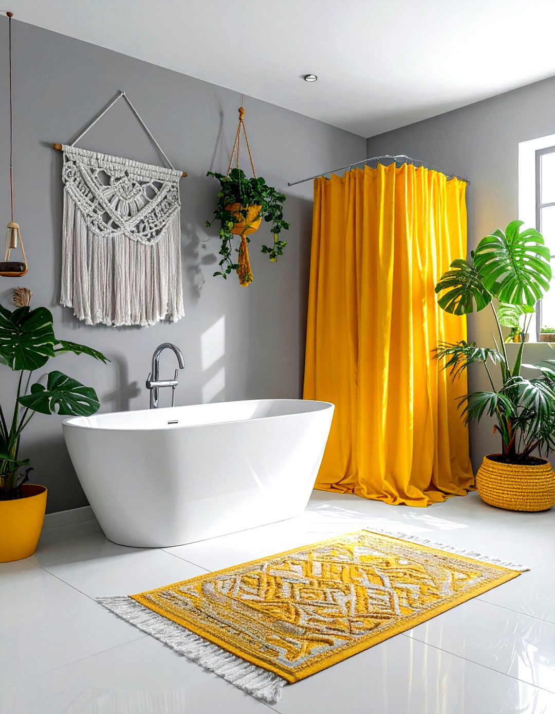 Gray Yellow Bohemian Bathroom Vibe - 30 gray yellow bathroom ideas