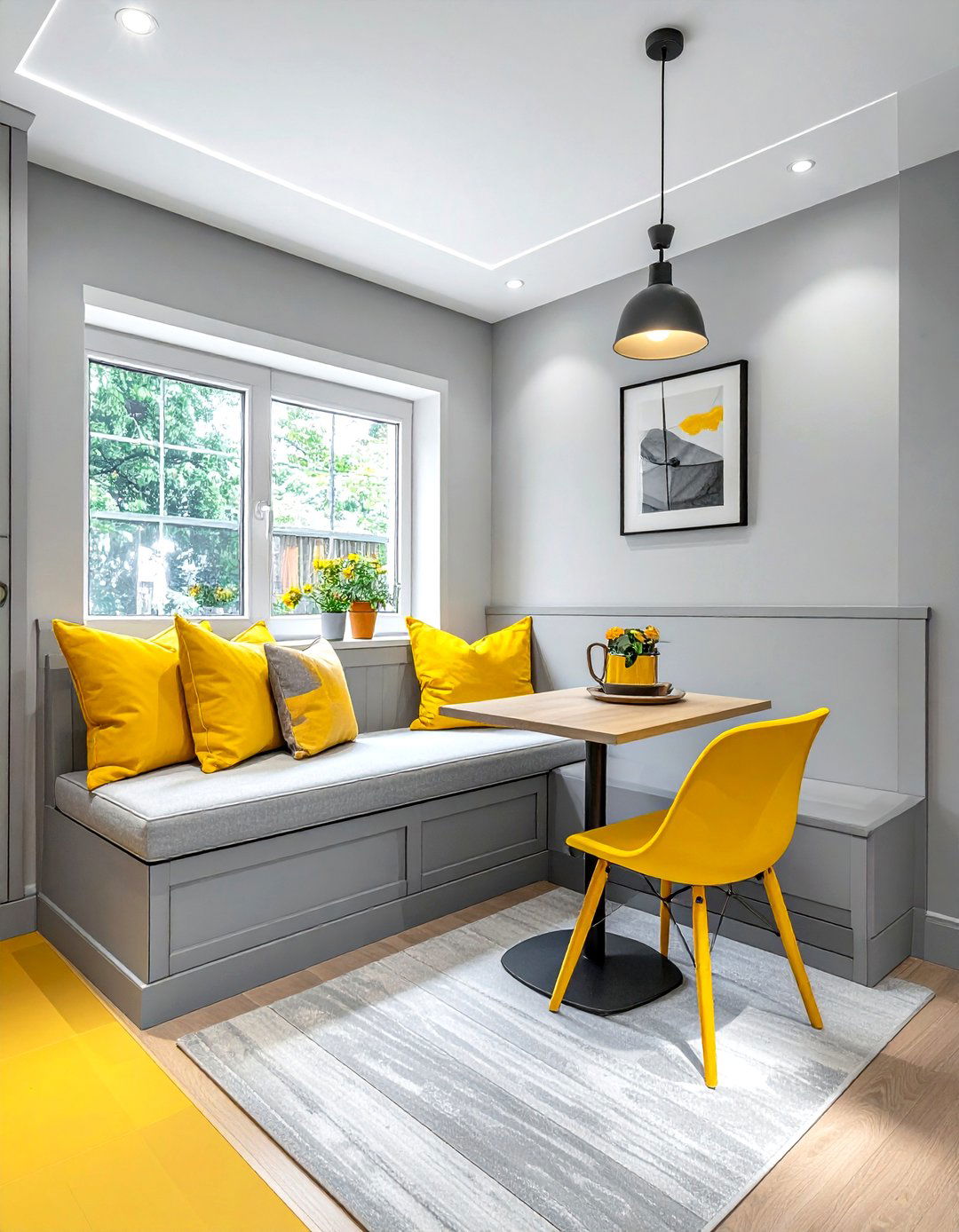 Gray Yellow Breakfast Nook - 30 gray yellow kitchen ideas