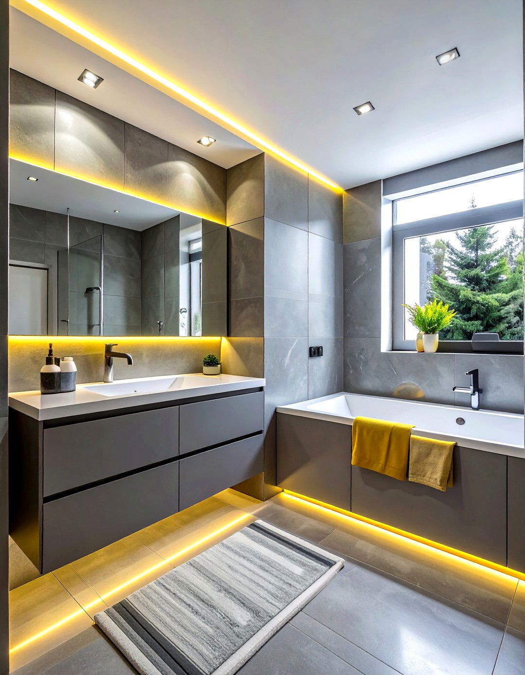 Gray Yellow Contemporary Bathroom Setup - 30 gray yellow bathroom ideas