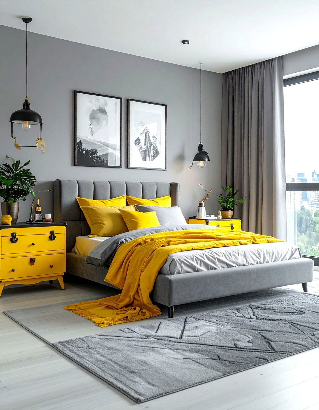 Gray Yellow Eclectic Bedroom Style - 30 gray yellow bedroom ideas