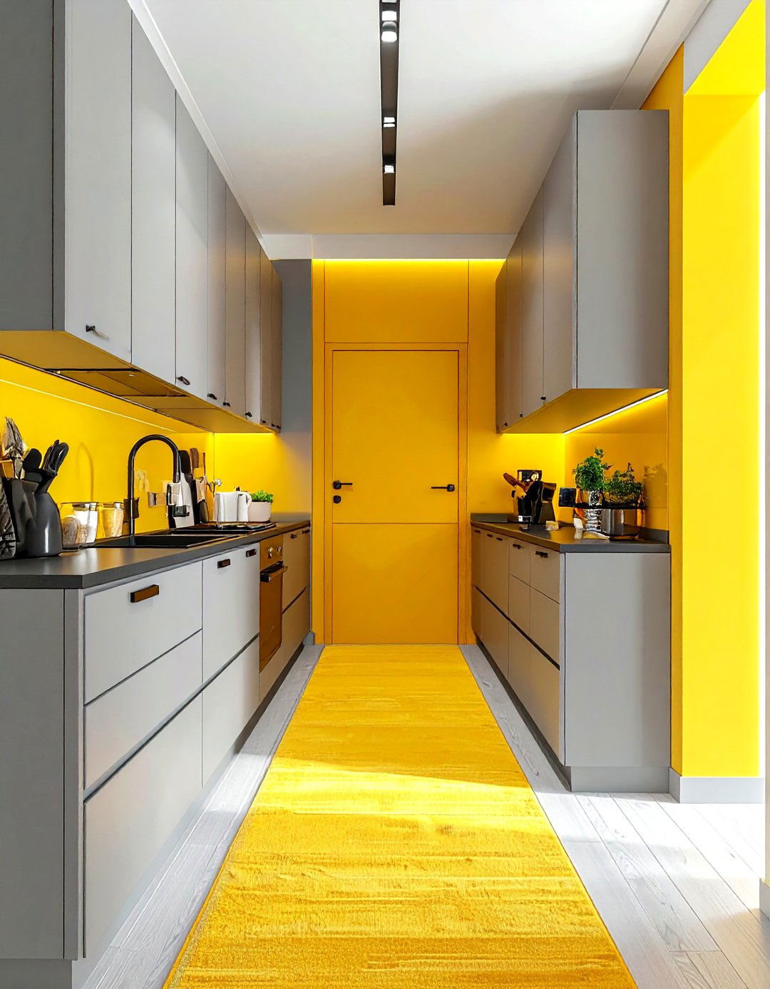 Gray Yellow Galley Kitchen - 30 gray yellow kitchen ideas