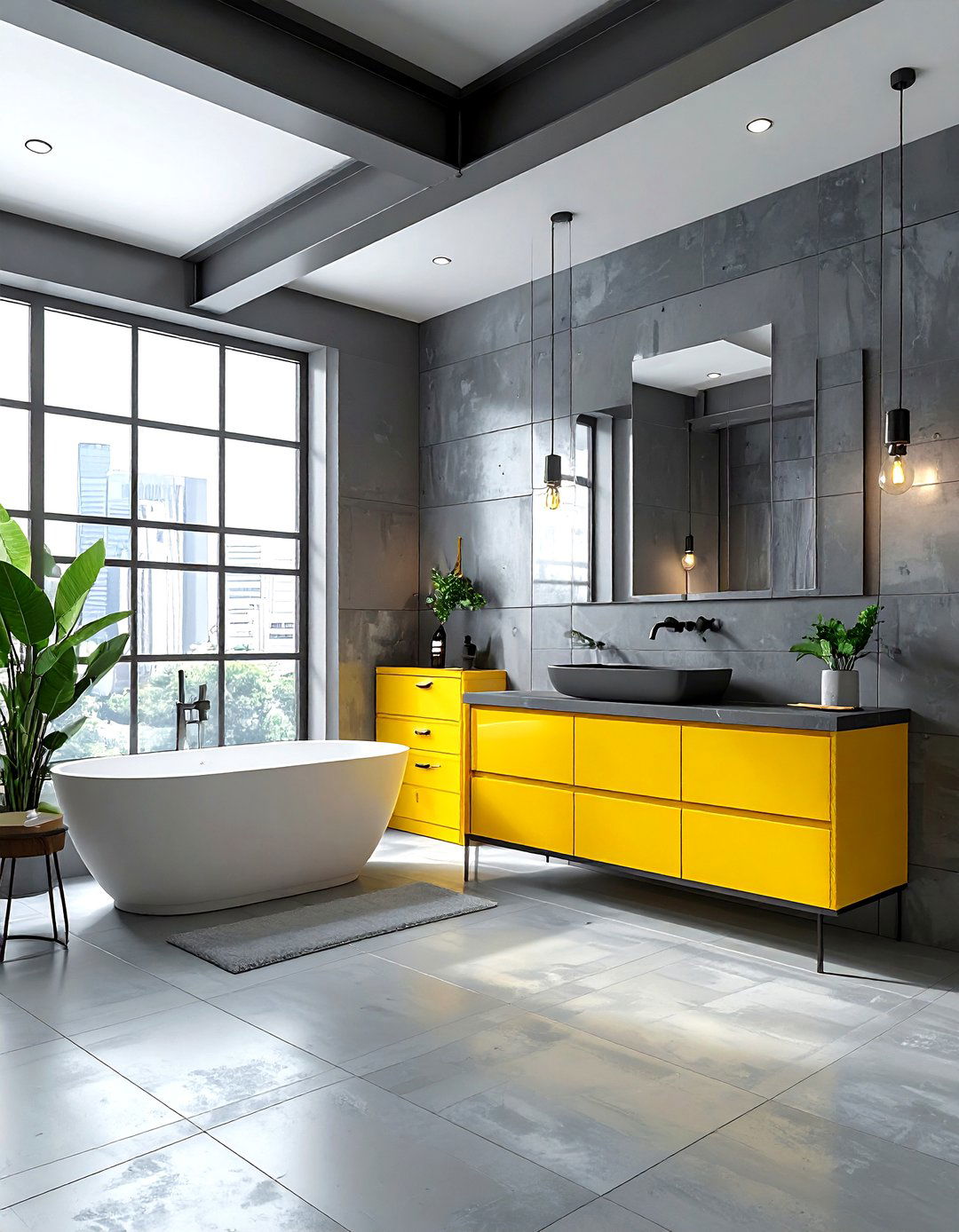 Gray Yellow Industrial Loft Bathroom - 30 gray yellow bathroom ideas