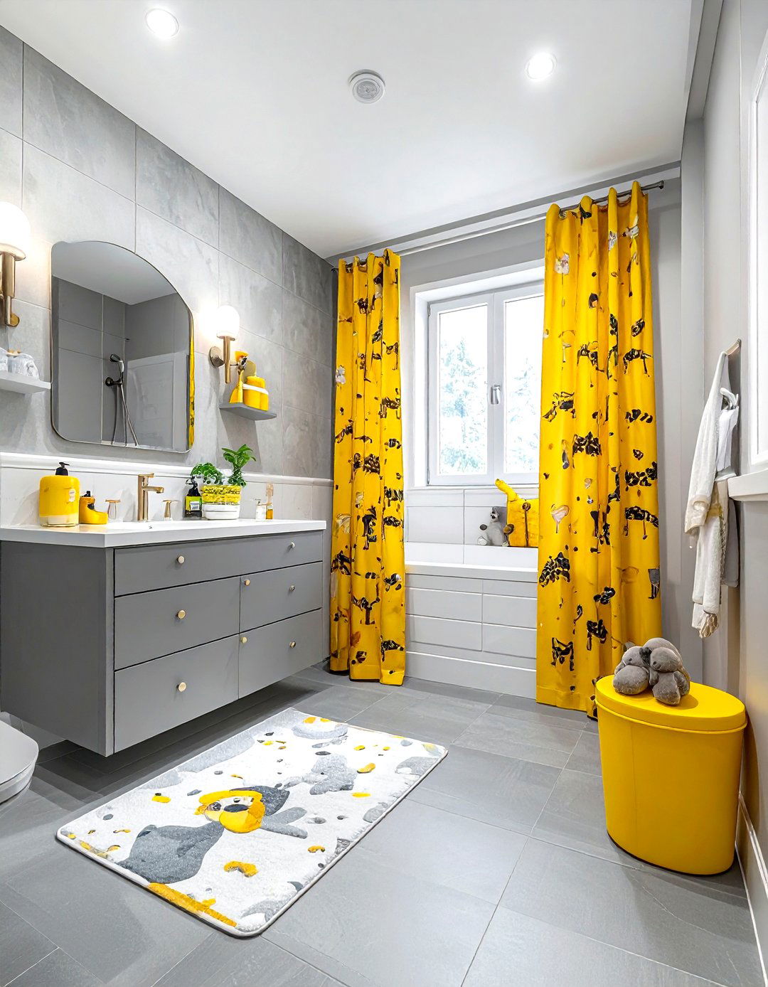 Gray Yellow Kids Bathroom Decor - 30 gray yellow bathroom ideas