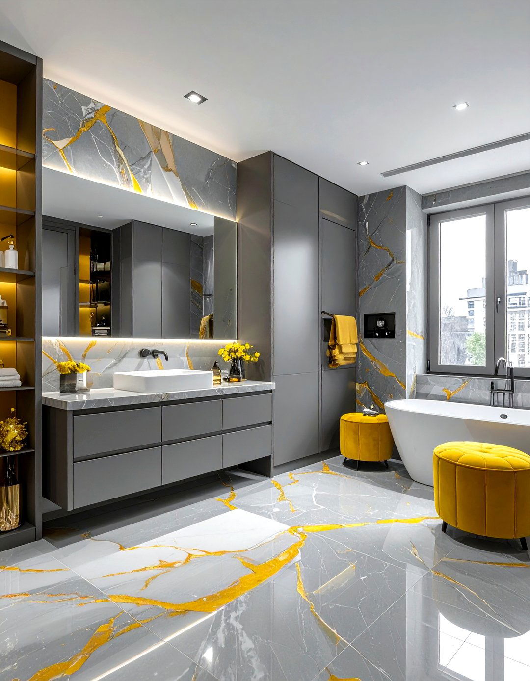 Gray Yellow Luxury Bathroom Finishes - 30 gray yellow bathroom ideas
