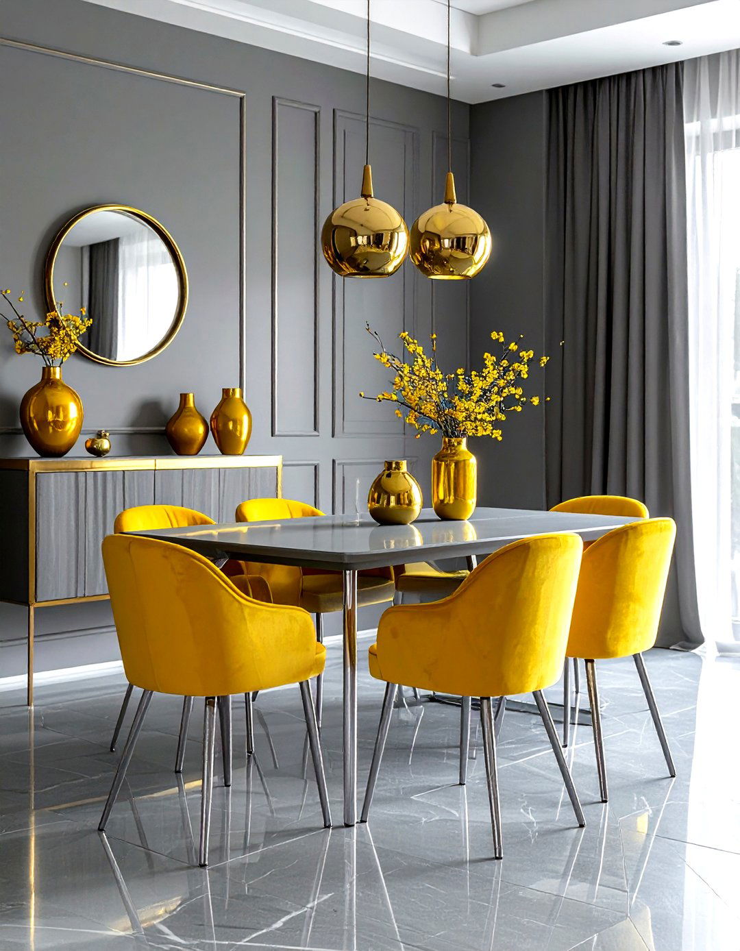 Gray Yellow Metallic Dining Room - 30 gray yellow dining room ideas