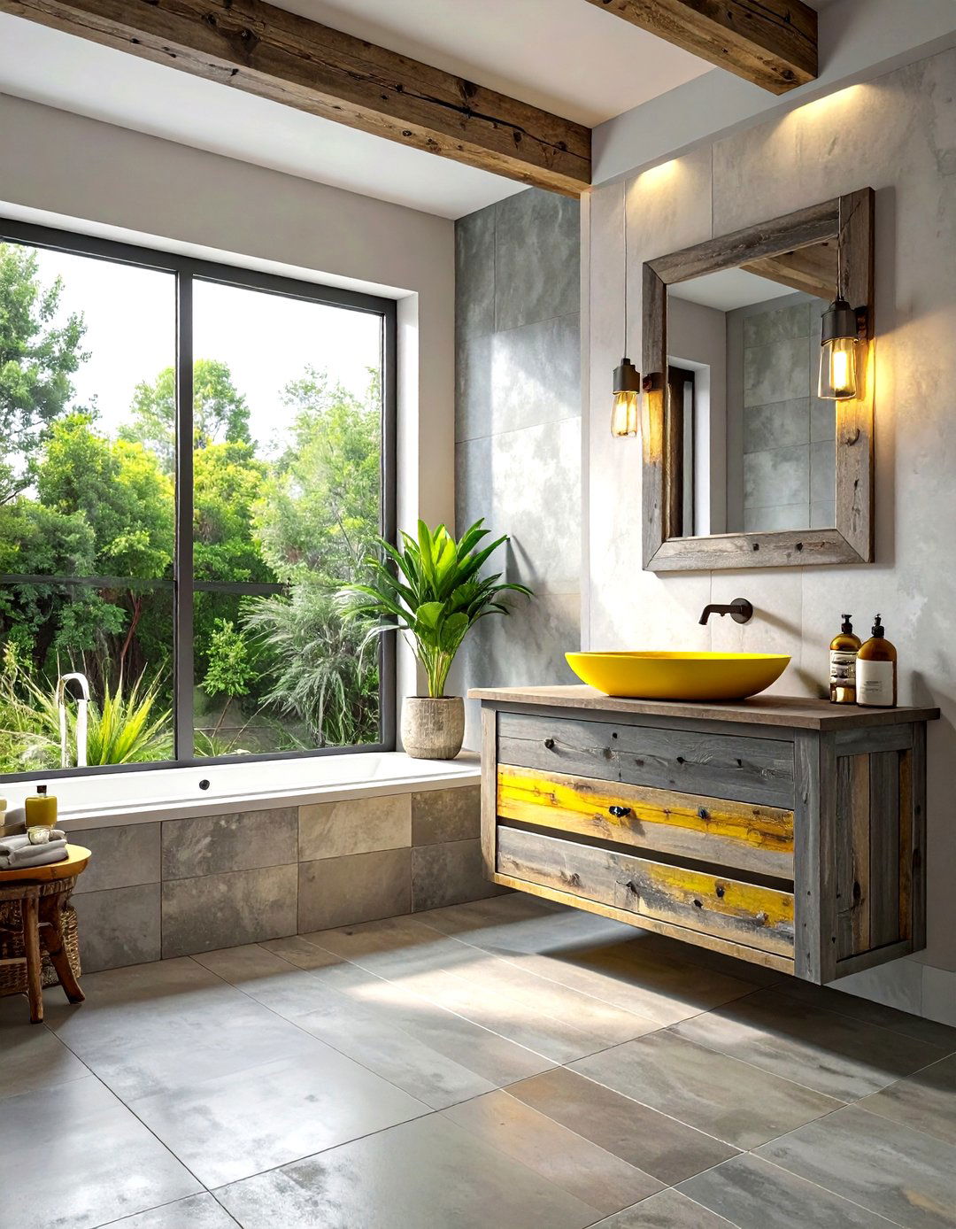 Gray Yellow Rustic Bathroom Elements - 30 gray yellow bathroom ideas