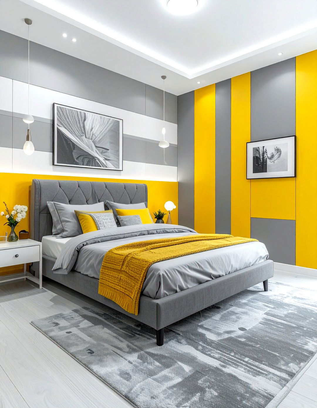 Gray Yellow Striped Bedroom Walls - 30 gray yellow bedroom ideas