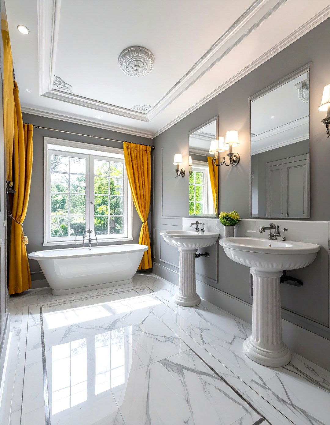 Gray Yellow Traditional Bathroom Look - 30 gray yellow bathroom ideas
