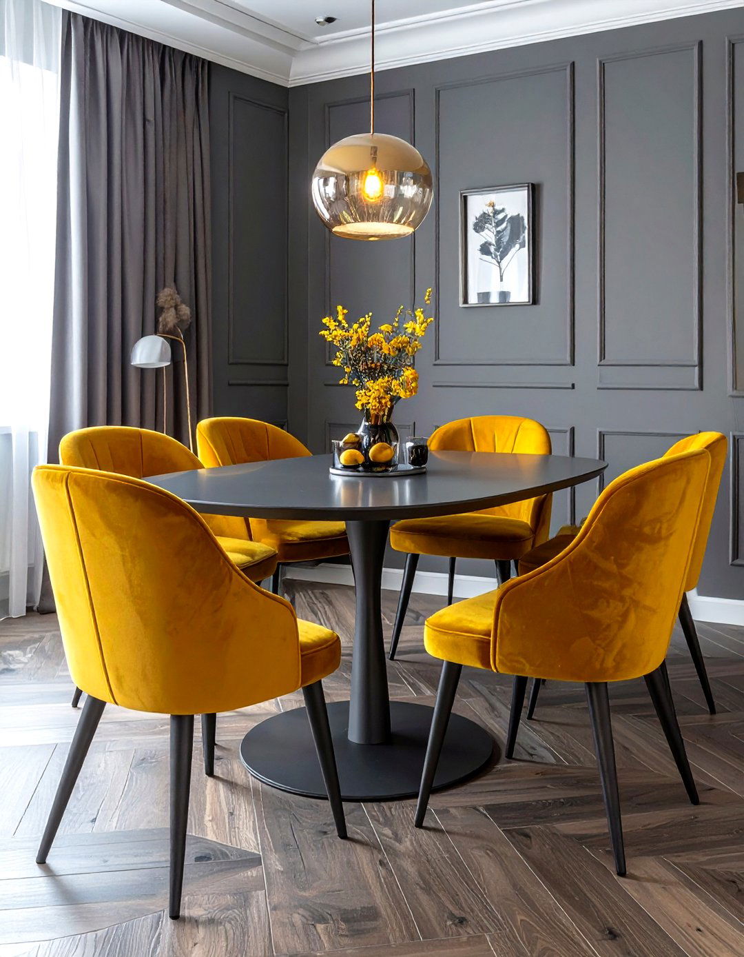 Gray Yellow Velvet Dining Room - 30 gray yellow dining room ideas