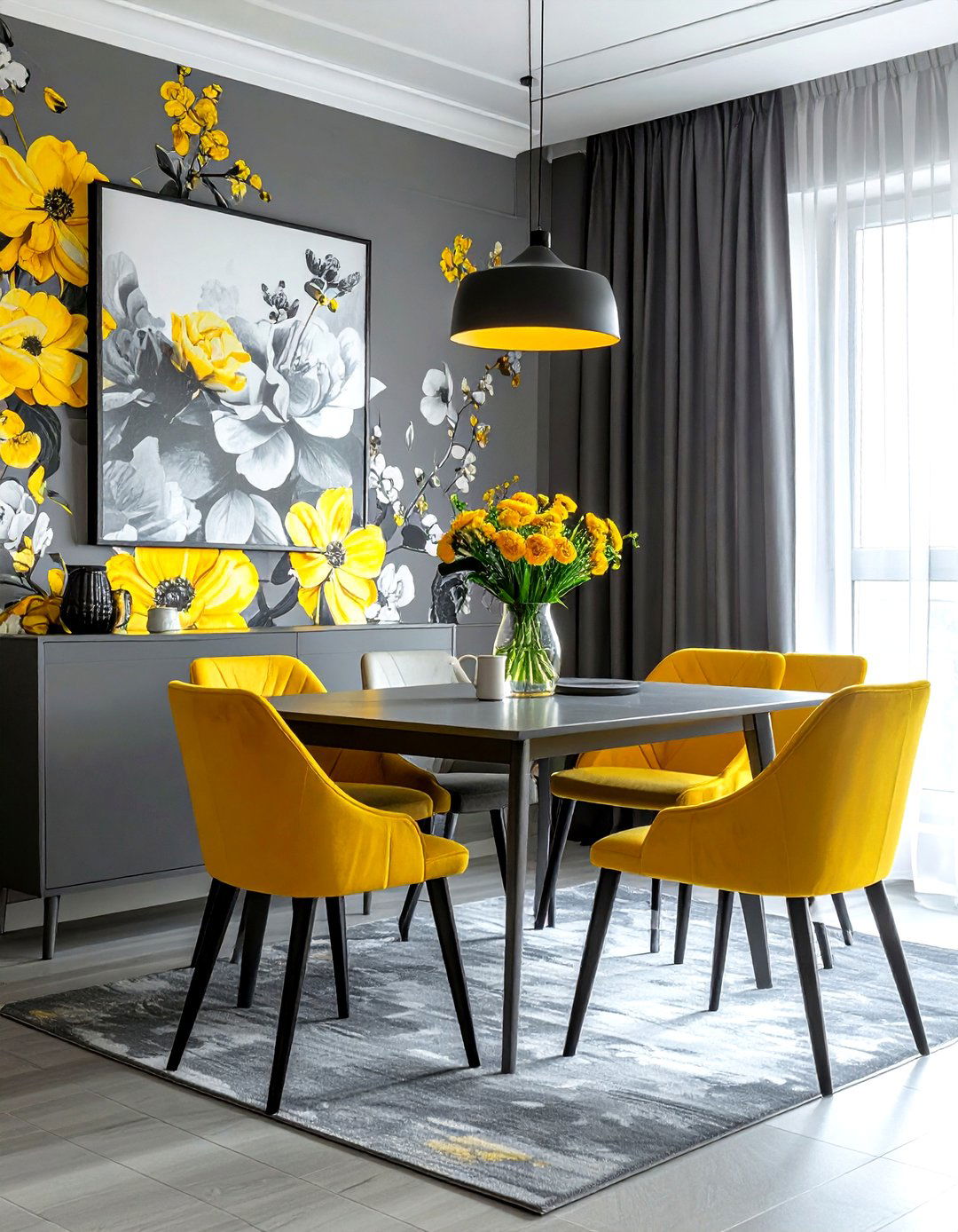 Gray Yellow Wallpaper Dining Room - 30 gray yellow dining room ideas