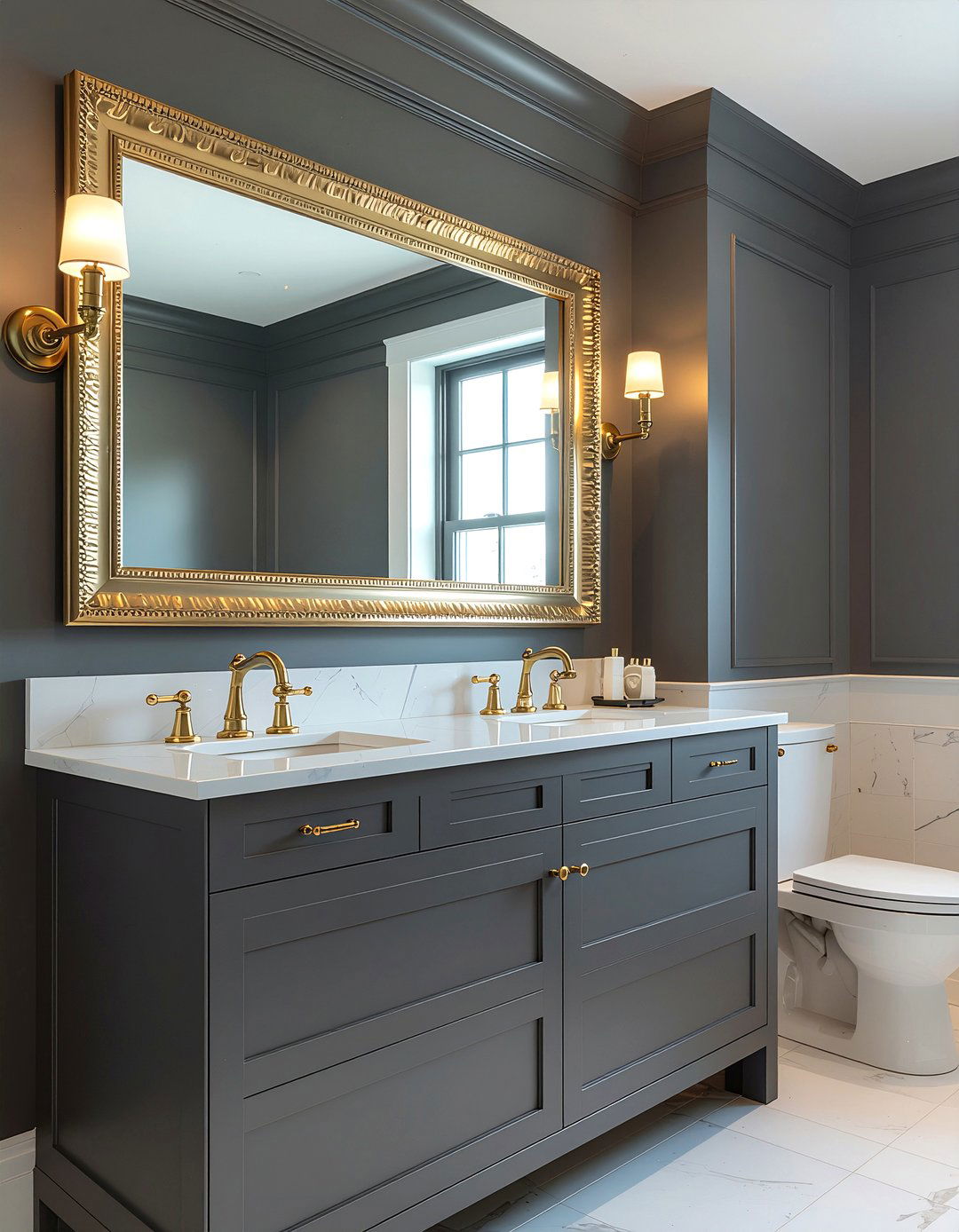 Gray and Gold Bathroom - 30 cool gray bathroom ideas