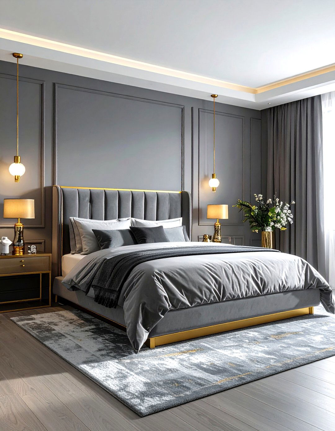Gray and Gold Bedroom - 30 modern gray bedroom ideas