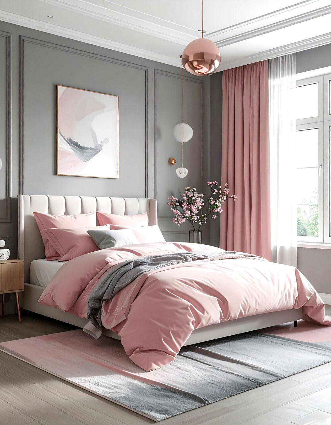 Gray and Pink Bedroom - 30 gray bedroom ideas