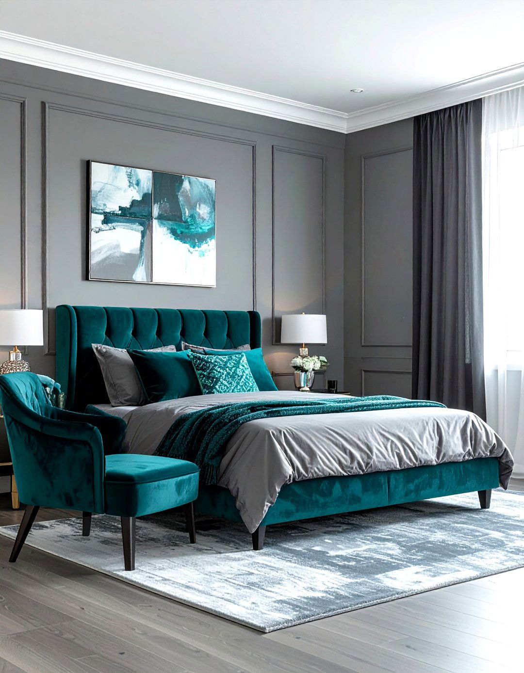 Gray and Teal Bedroom - 30 modern gray bedroom ideas