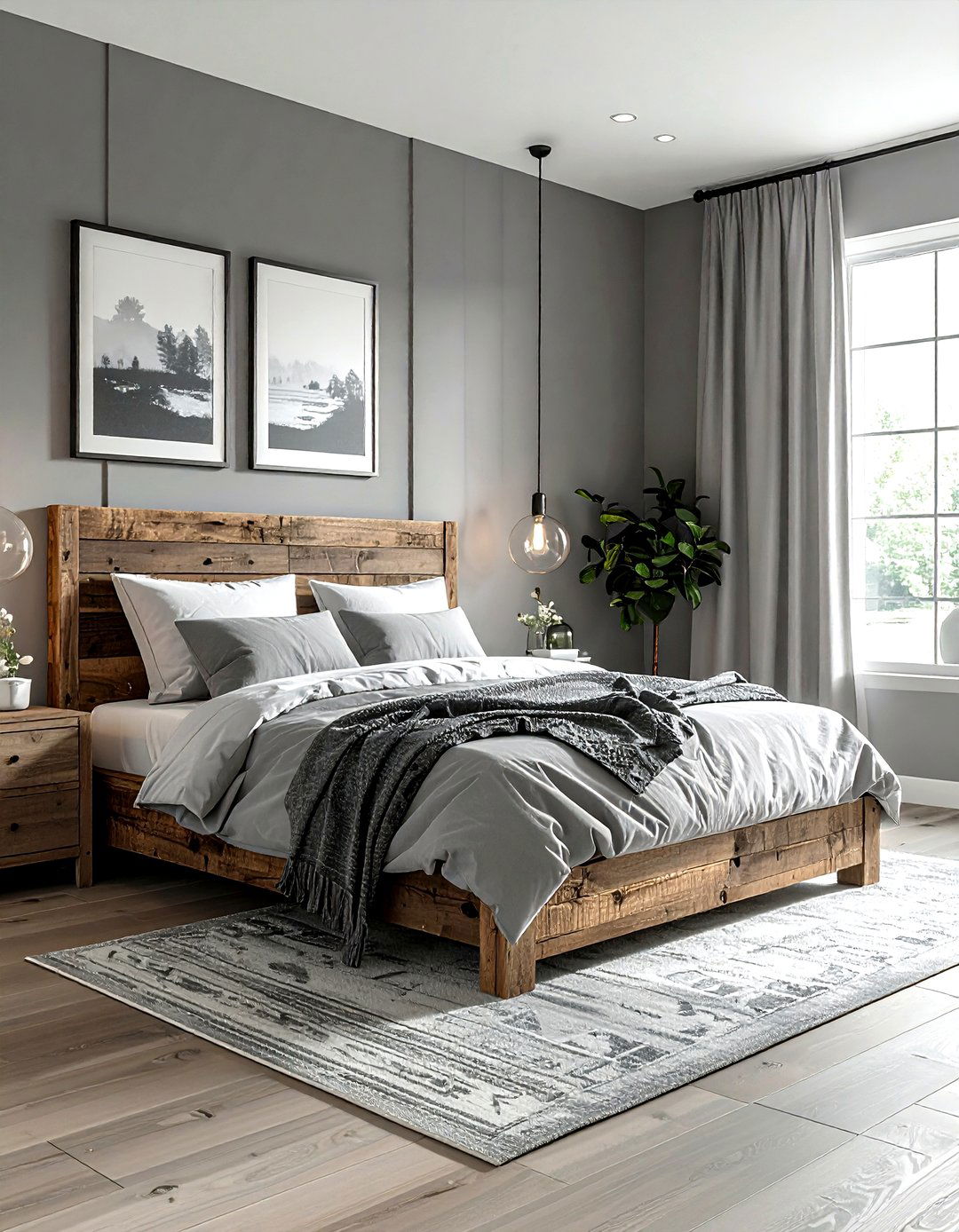 Gray and Wood Bedroom - 30 modern gray bedroom ideas