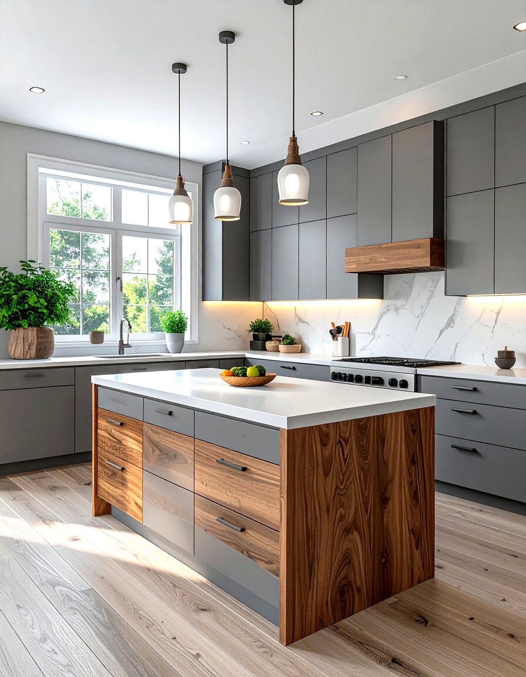 Gray and Wood Kitchen Cabinets - 30 gray kitchen furniture ideas
