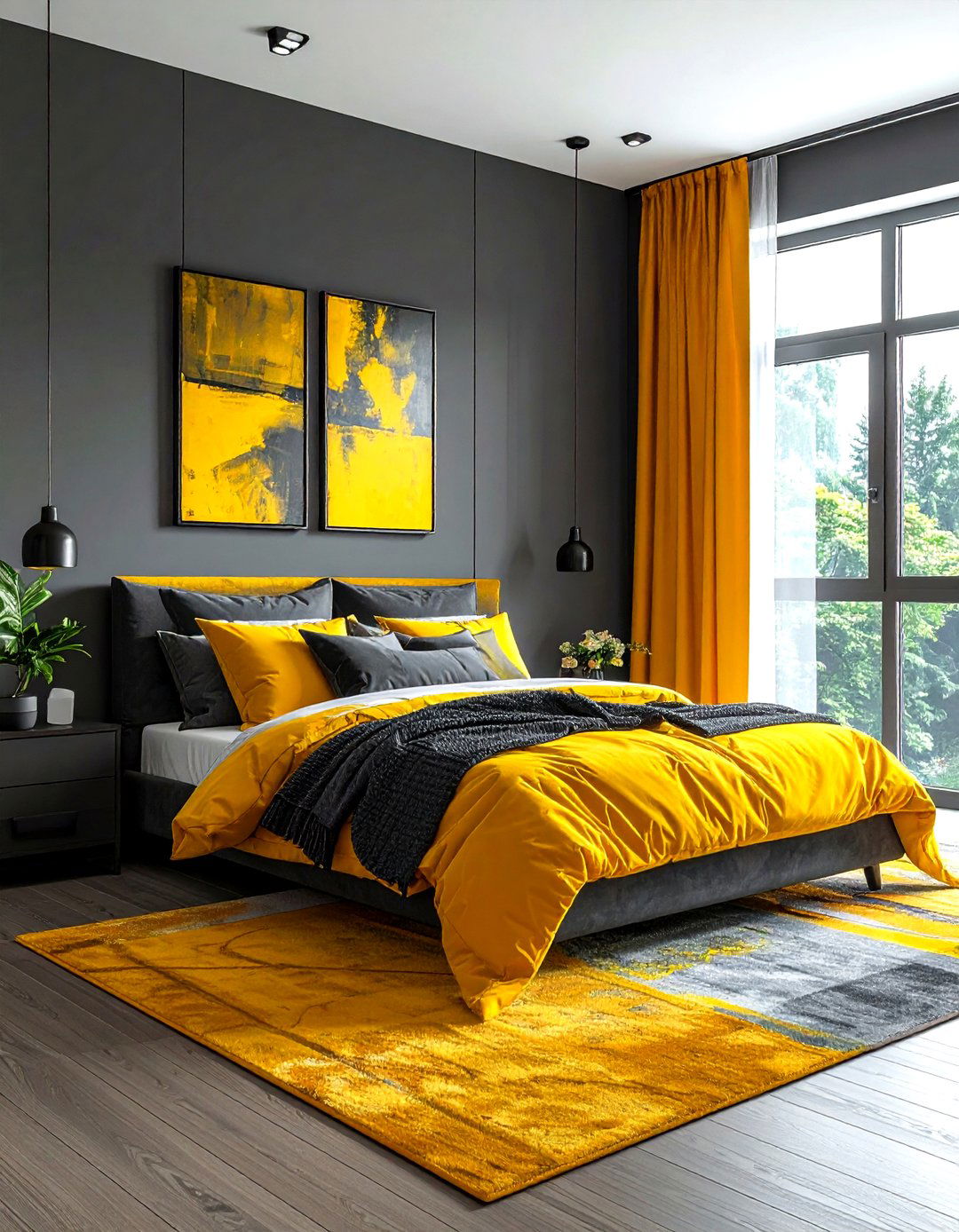 Gray and Yellow Bedroom - 30 gray bedroom ideas