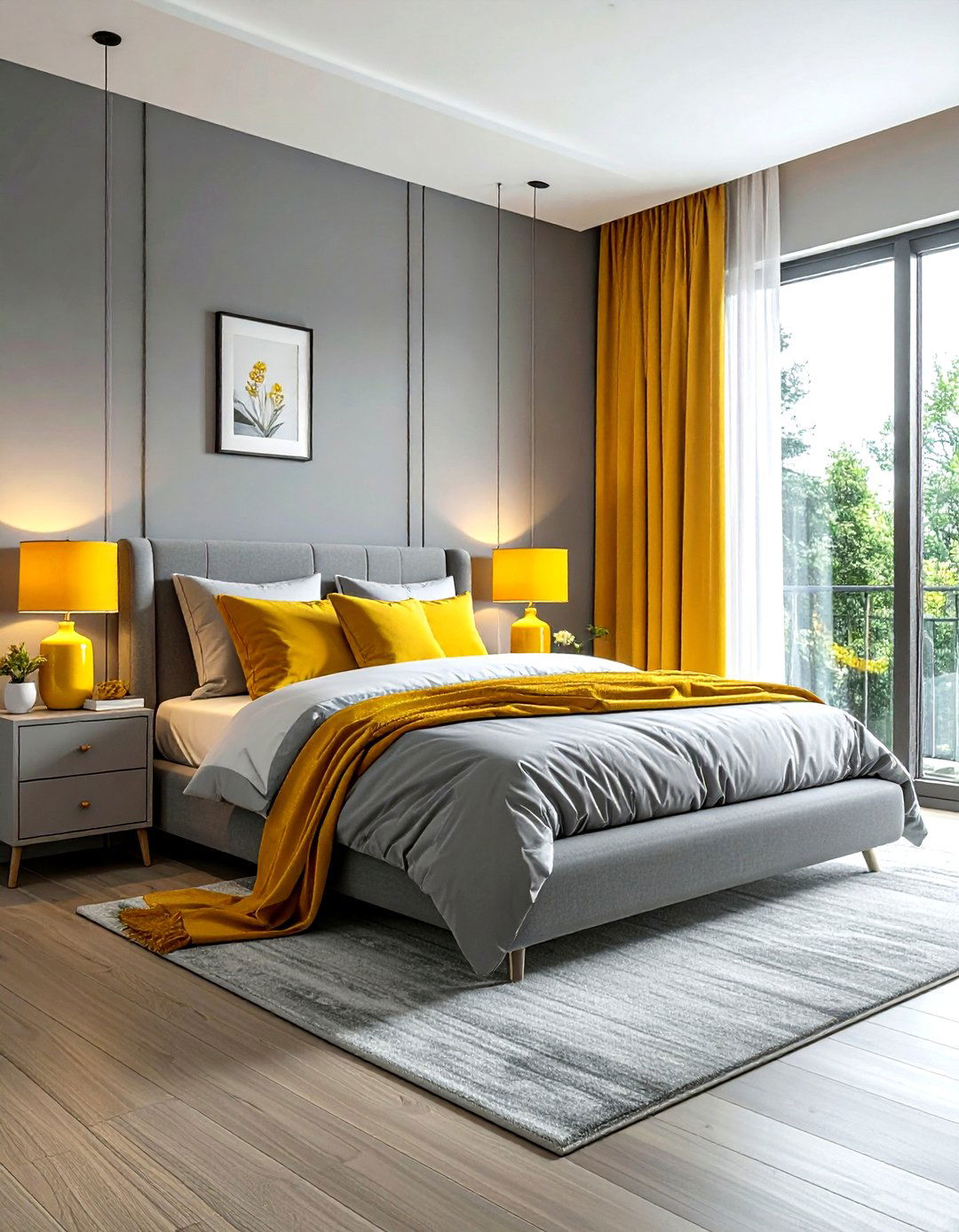 Gray and Yellow Bedroom - 30 modern gray bedroom ideas
