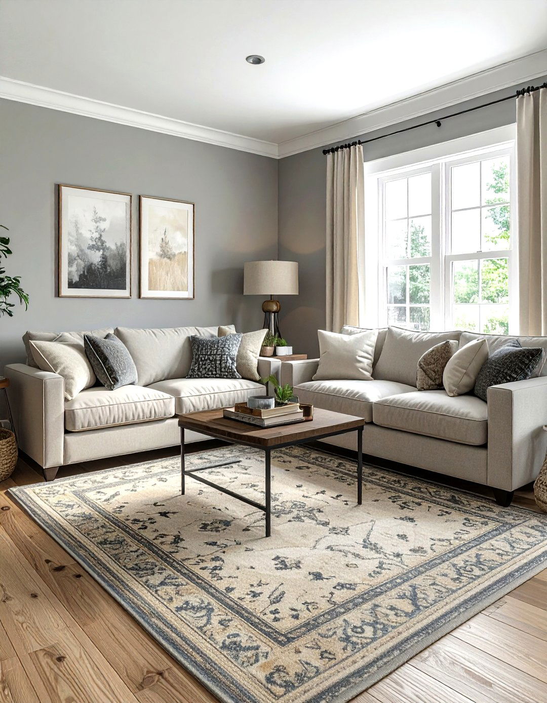Gray and beige farmhouse living room - 30 farmhouse gray living room ideas