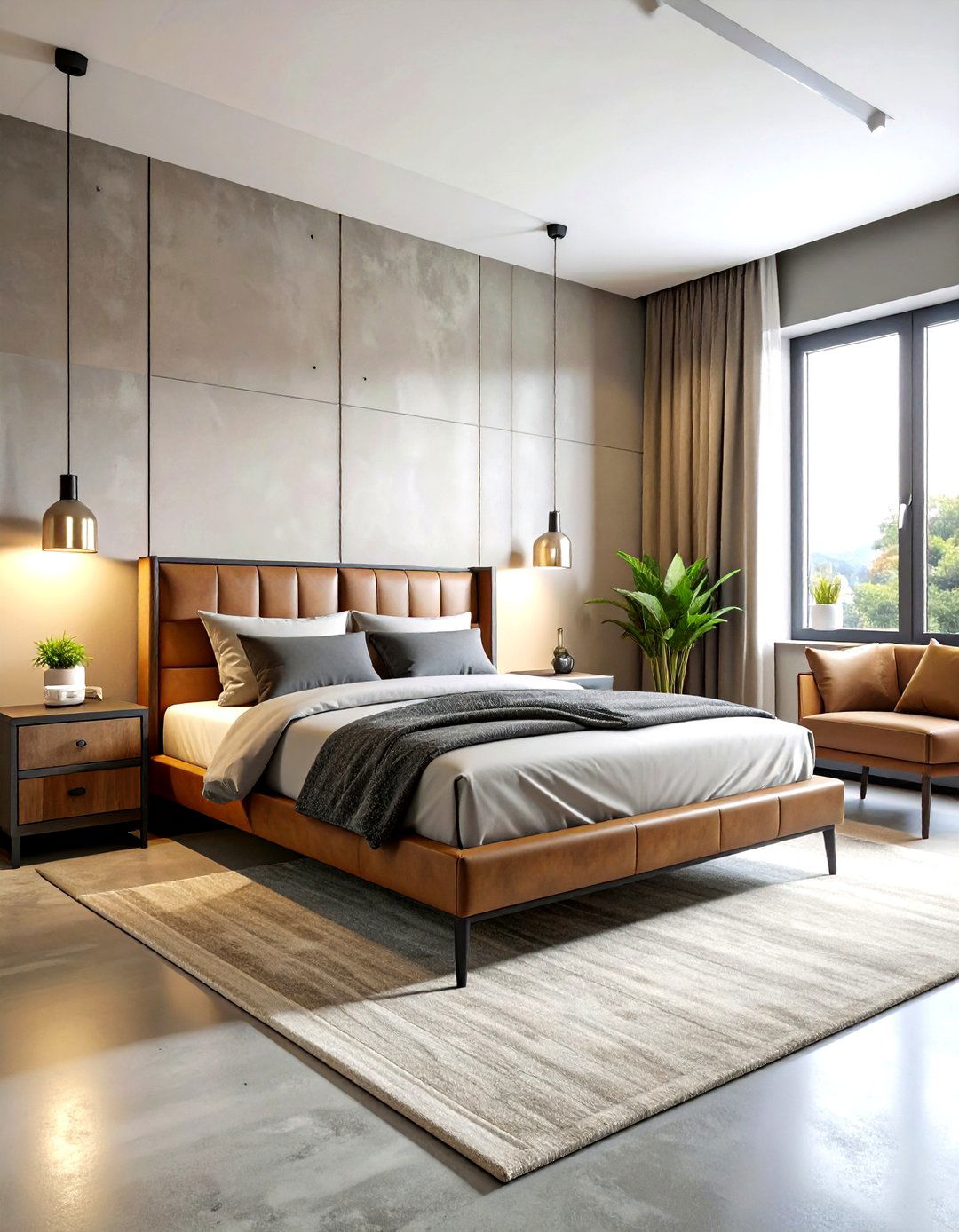 Gray and beige industrial bedroom - 30 industrial beige bedroom ideas
