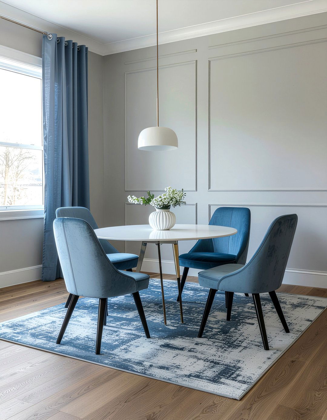 Gray and blue dining room - 30 gray dining room ideas