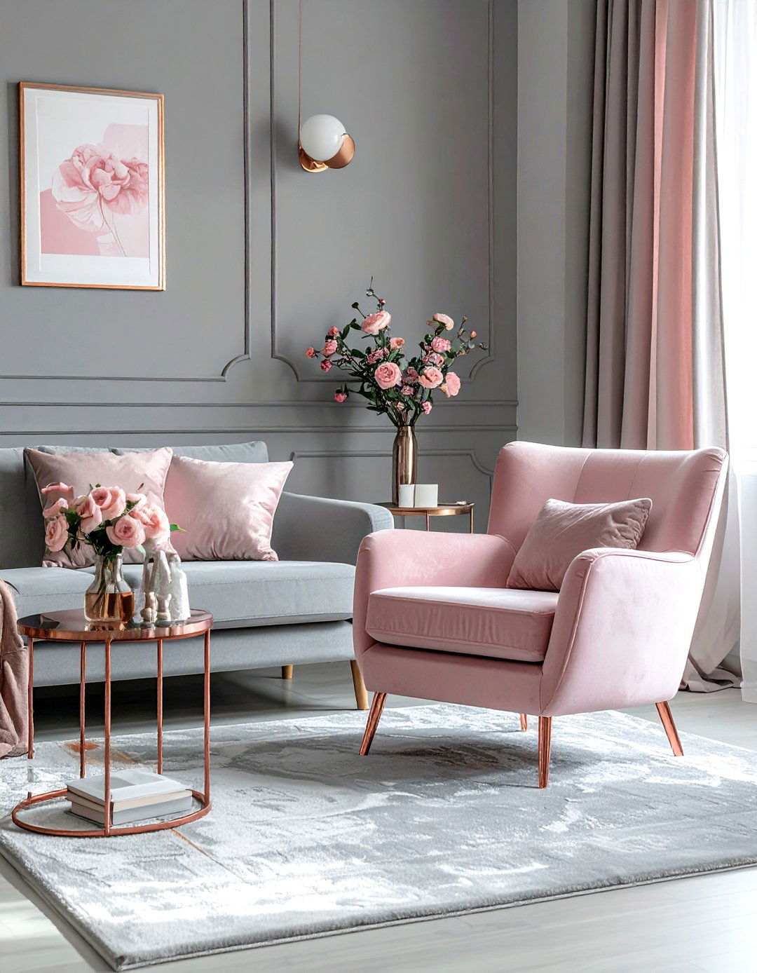 Gray and blush living room - 30 contemporary gray living room ideas