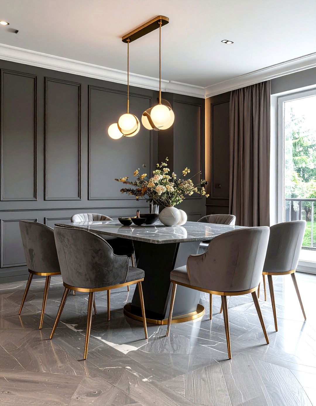 Gray and brass dining room - 30 gray dining room design ideas