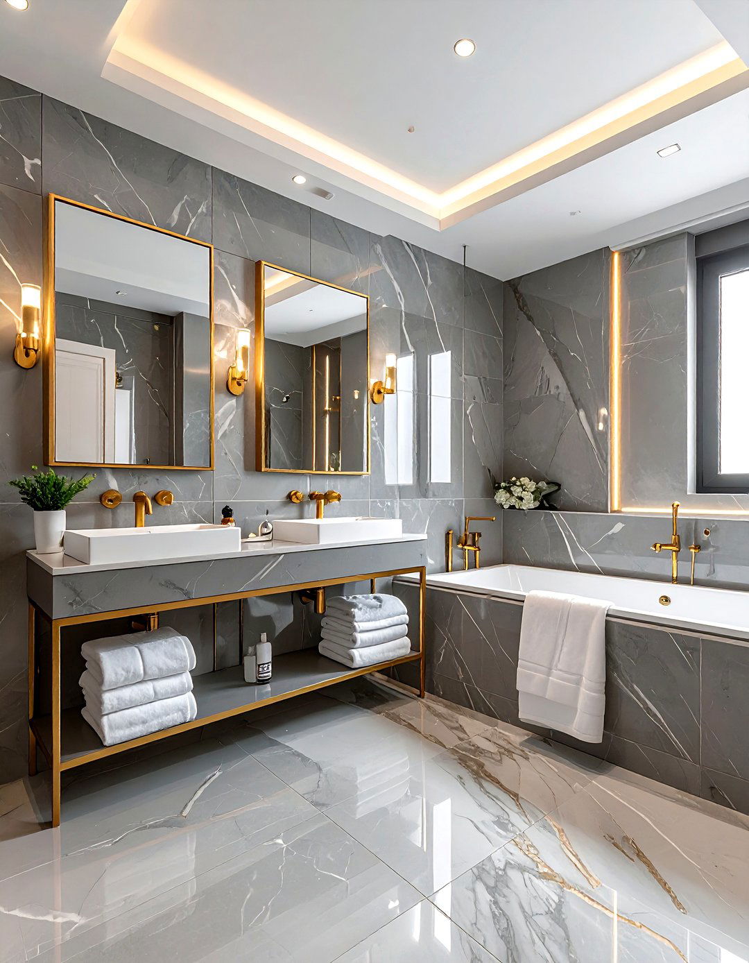 Gray and gold bathroom - 30 gray decor ideas