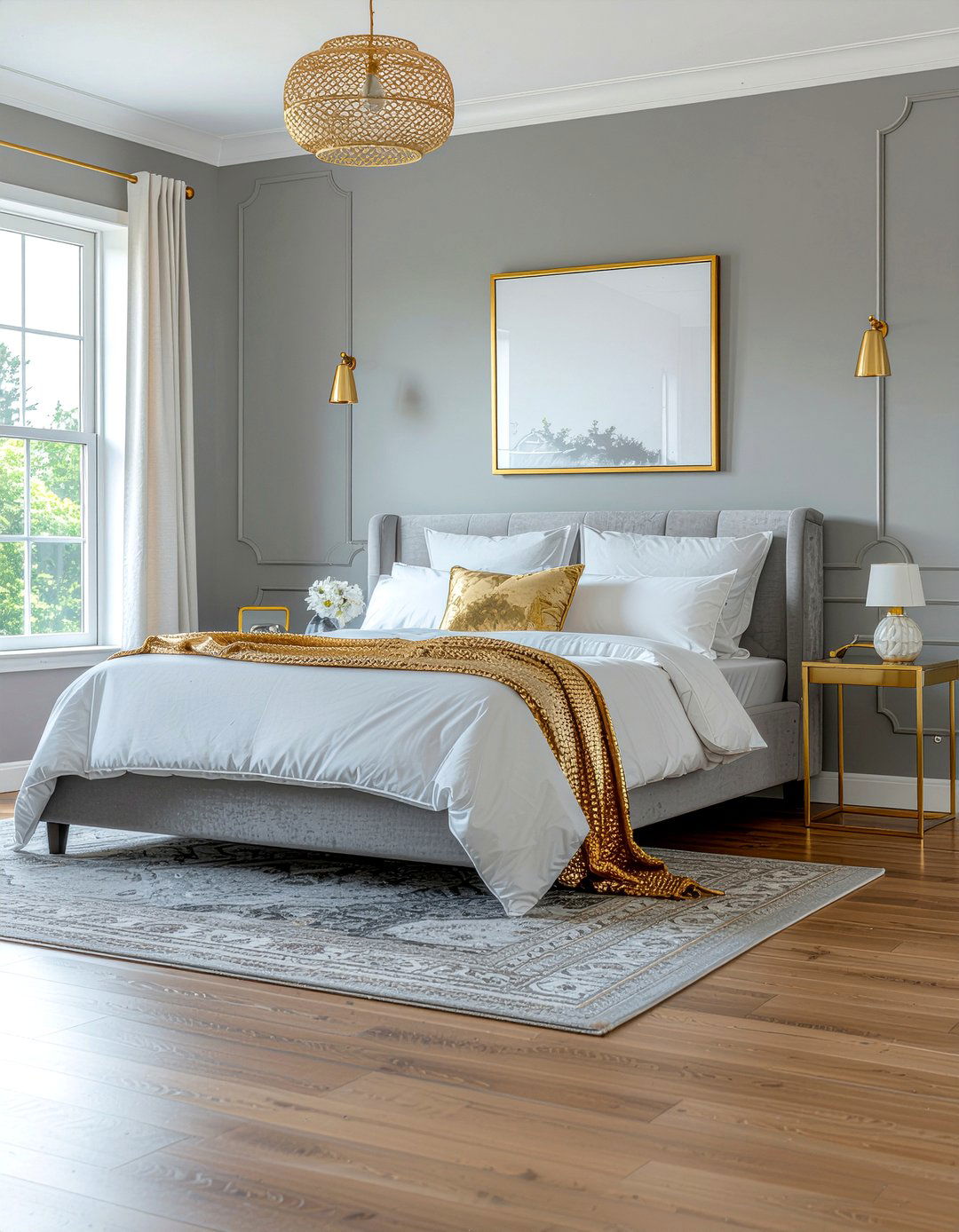 Gray and gold bedroom - 30 bedroom gray walls