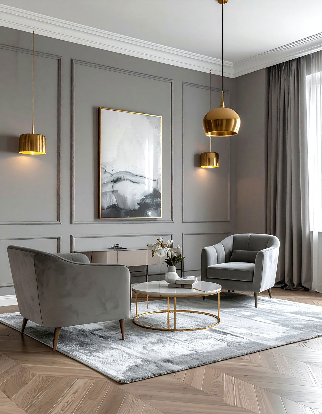 Gray and gold living room - 30 modern gray living room ideas