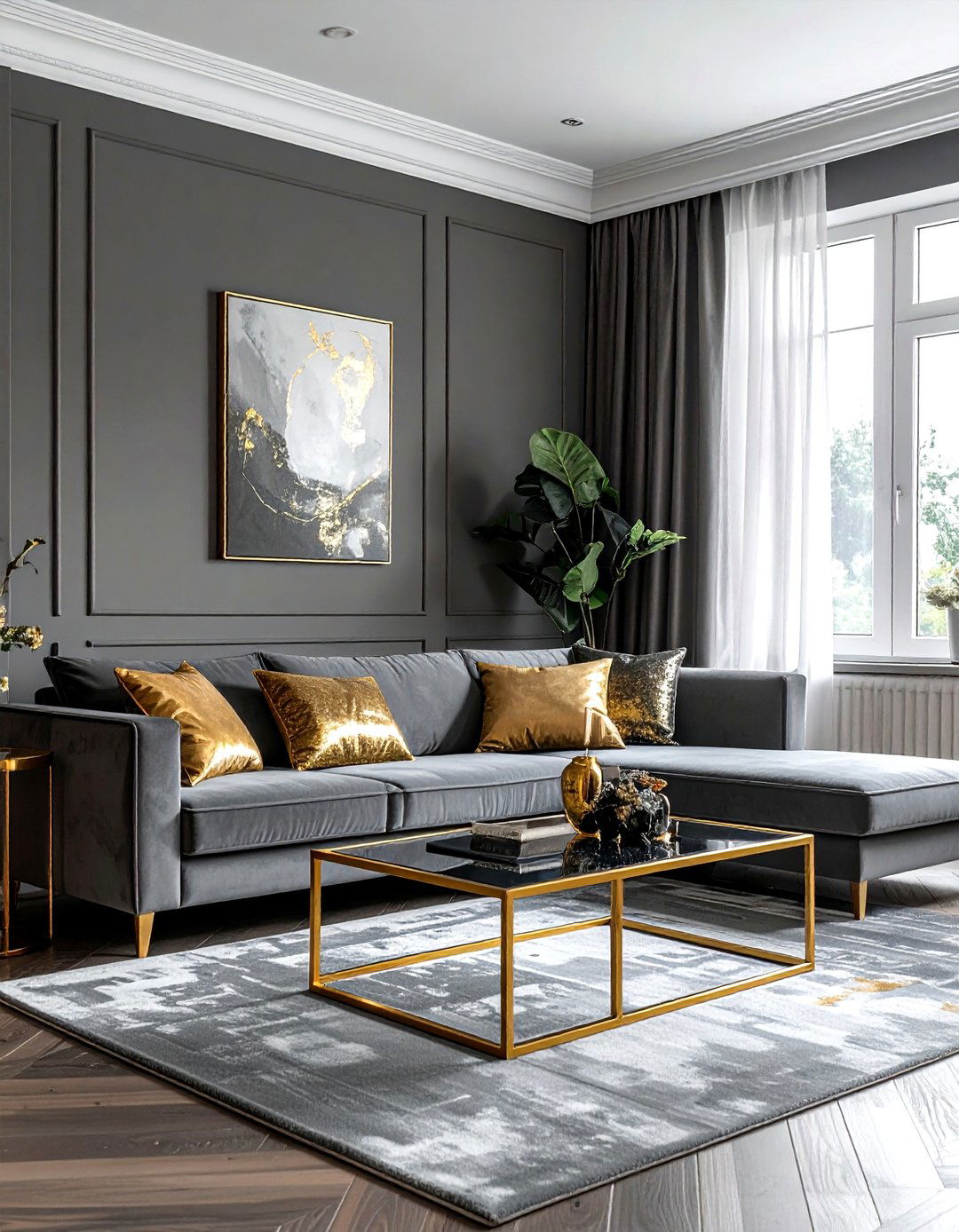 Gray and gold living room - 30 contemporary gray living room ideas