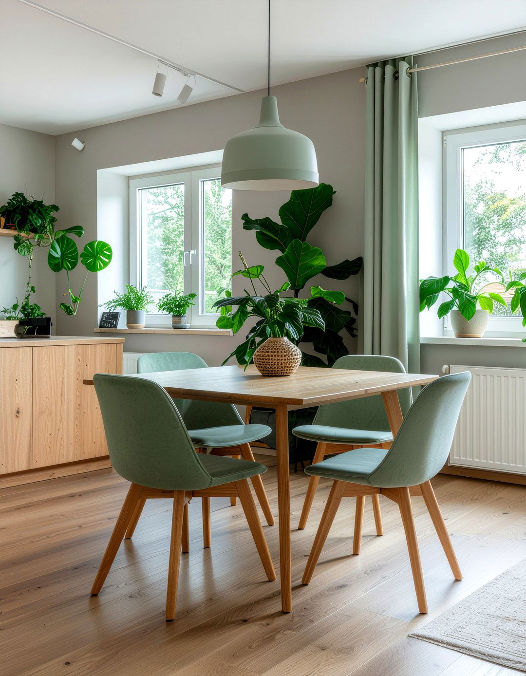 Gray and green dining room - 30 gray dining room ideas