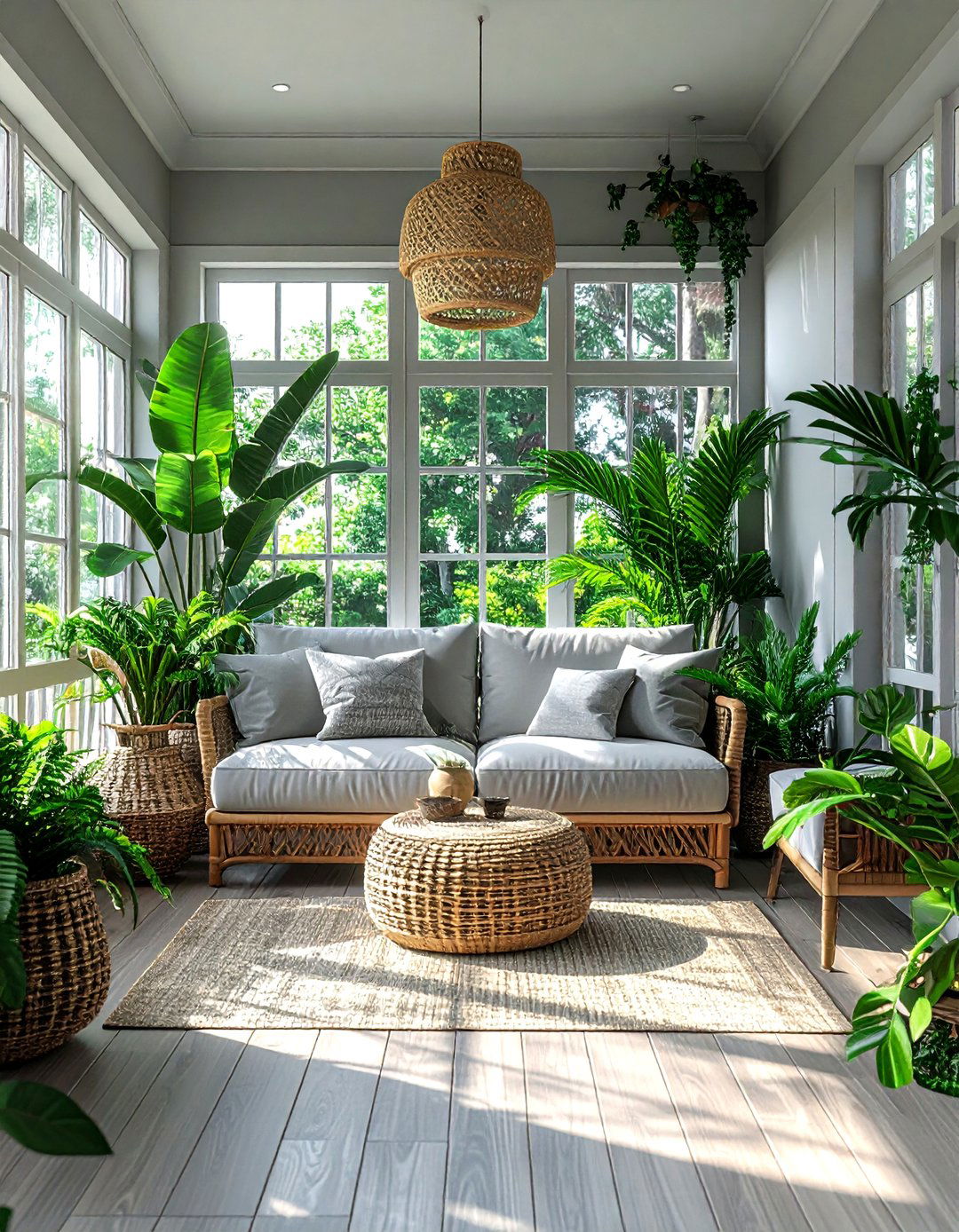 Gray and green sunroom - 30 gray decor ideas