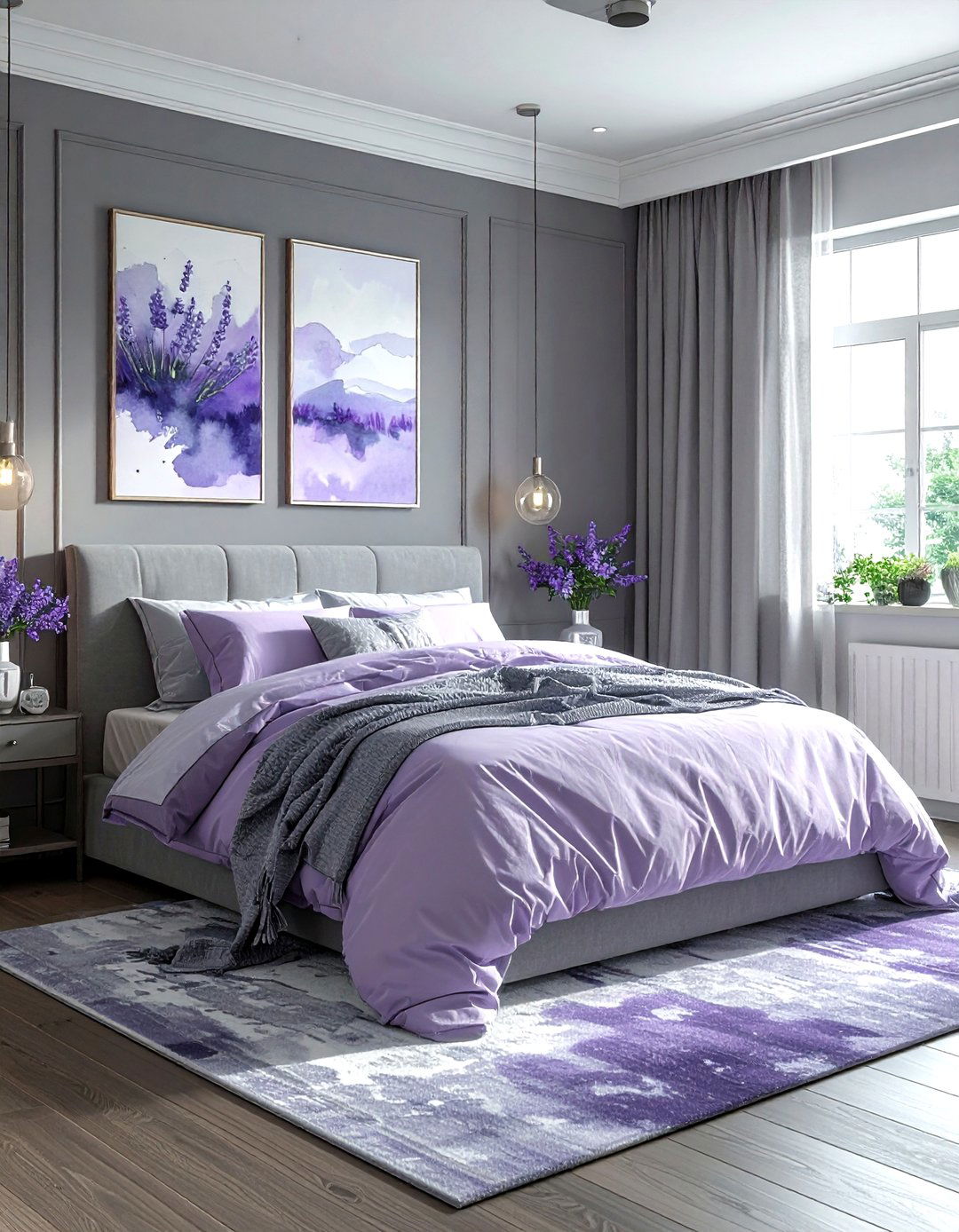 Gray and lavender bedroom - 30 gray bedroom decor ideas