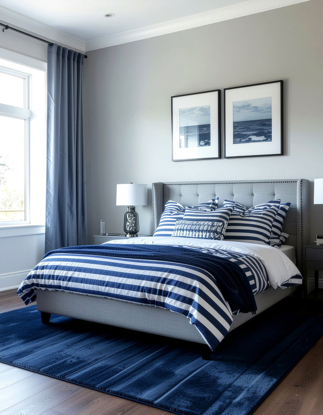 Gray and navy bedroom - 30 bedroom gray walls