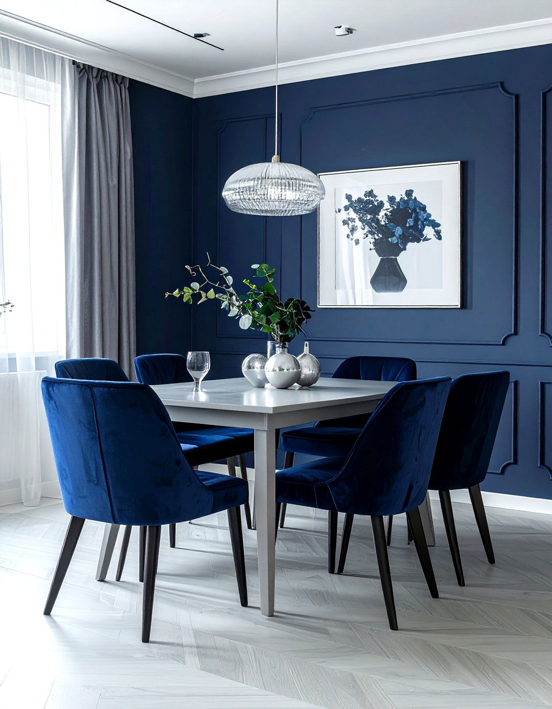 Gray and navy dining room - 30 gray dining room design ideas