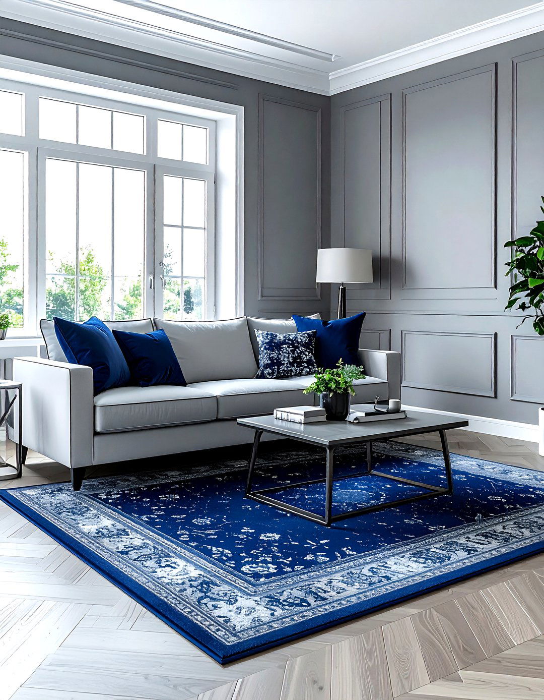 Gray and navy living room - 30 modern gray living room ideas