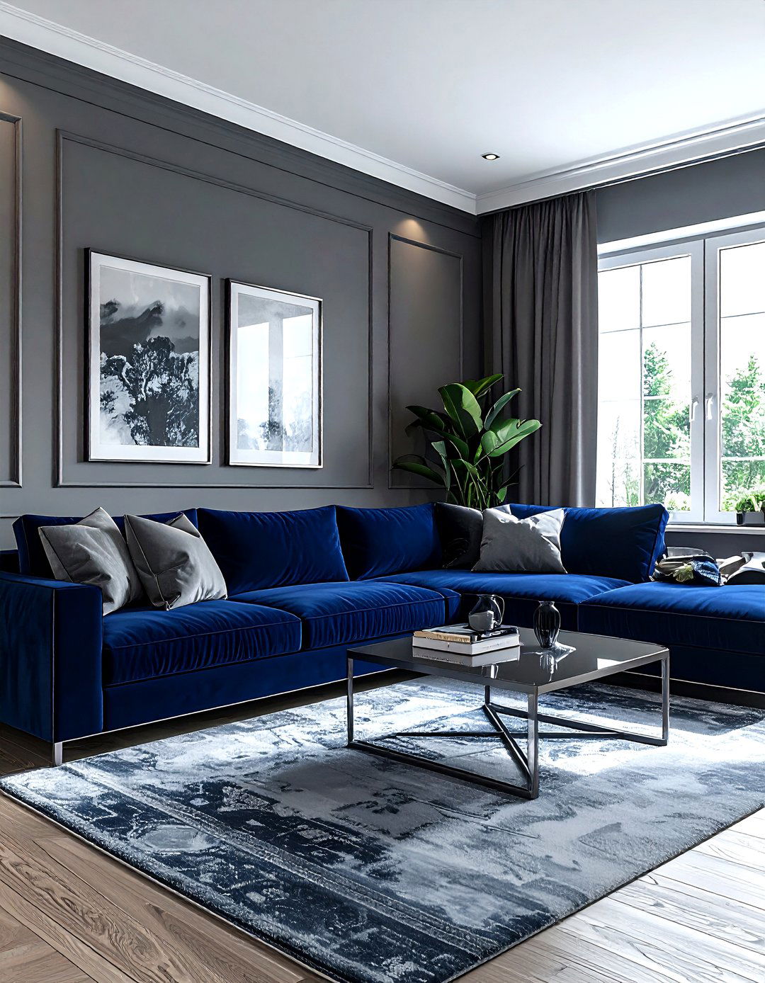 Gray and navy living room - 30 contemporary gray living room ideas